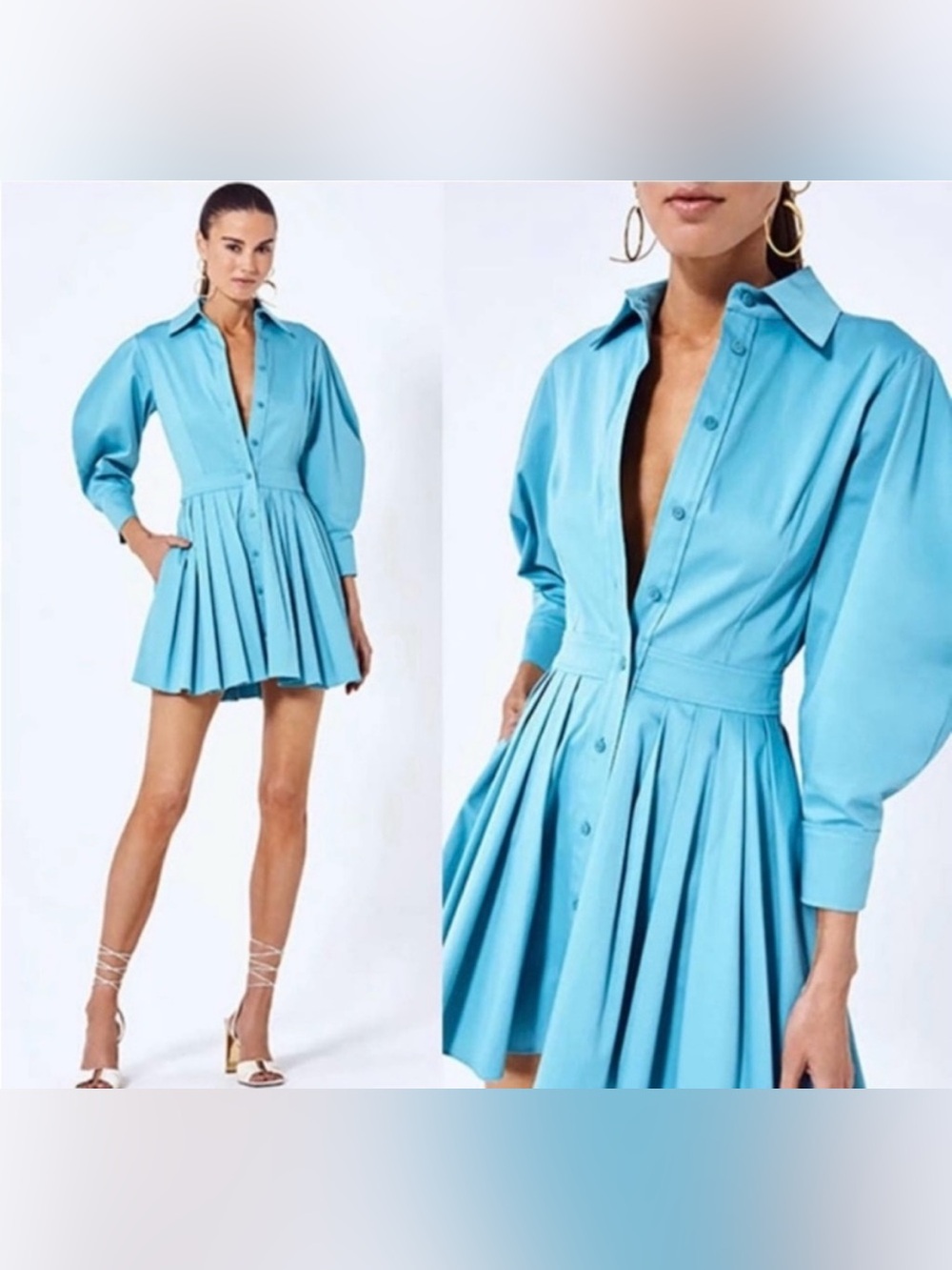 Alexis Mirielle Balloon Sleeve
Shirtdress in Blue Size Large
